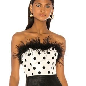 LPA Polka Dot Feather Trim Bustier Top